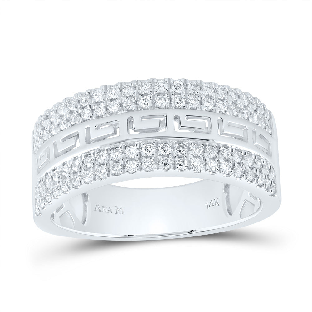 14kt White Gold His & Hers 2 Cttw Diamond Ana M and 1/5 Cttw Round Square Bridal Wedding Ring Band Set, Women Size: 5-9, Men Size: 8-12