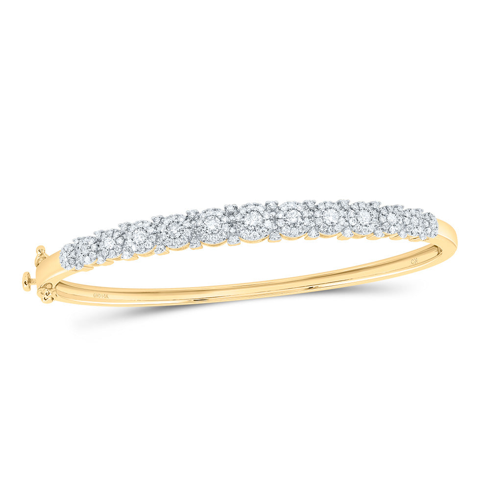 14kt Yellow Gold 1 1/3 Cttw Diamond Fashion Bubble Ladies Bangle(60x50)