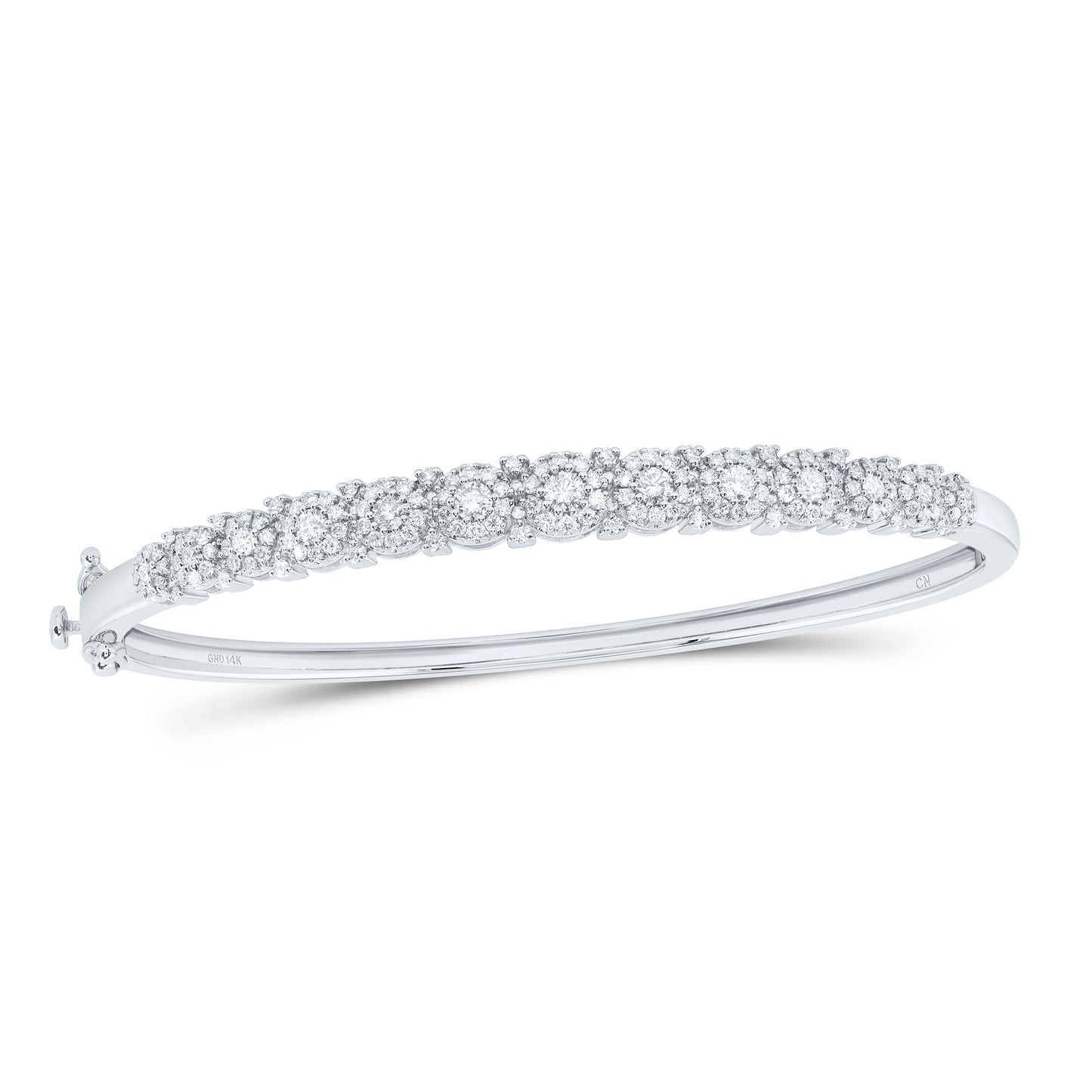 14kt White Gold 1 1/3 Cttw Diamond Fashion Bubble Ladies Bangle(60x50)