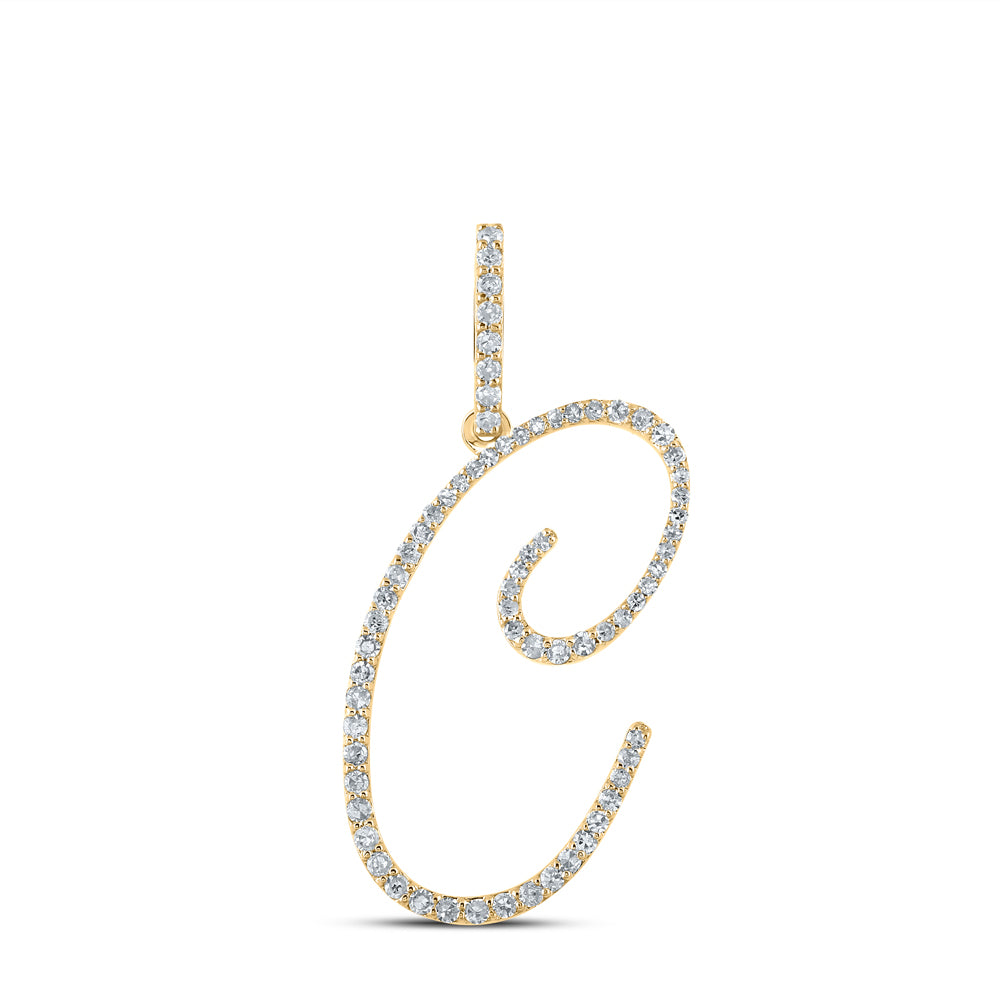 14kt Yellow Gold Womens Round Diamond Initial Letter Pendant