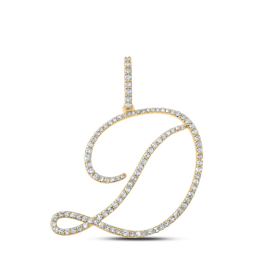14kt Yellow Gold Womens Round Diamond Initial Letter Pendant