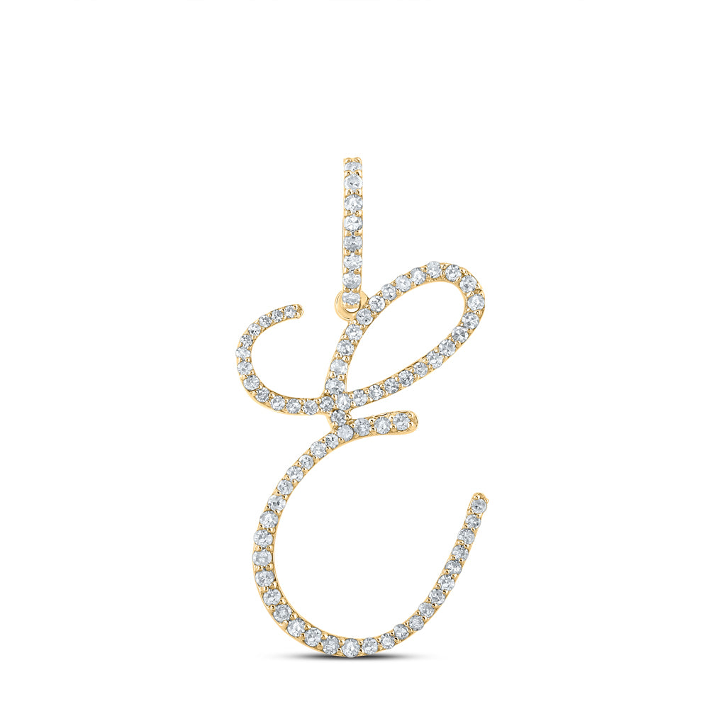 14kt Yellow Gold Womens Round Diamond Initial Letter Pendant