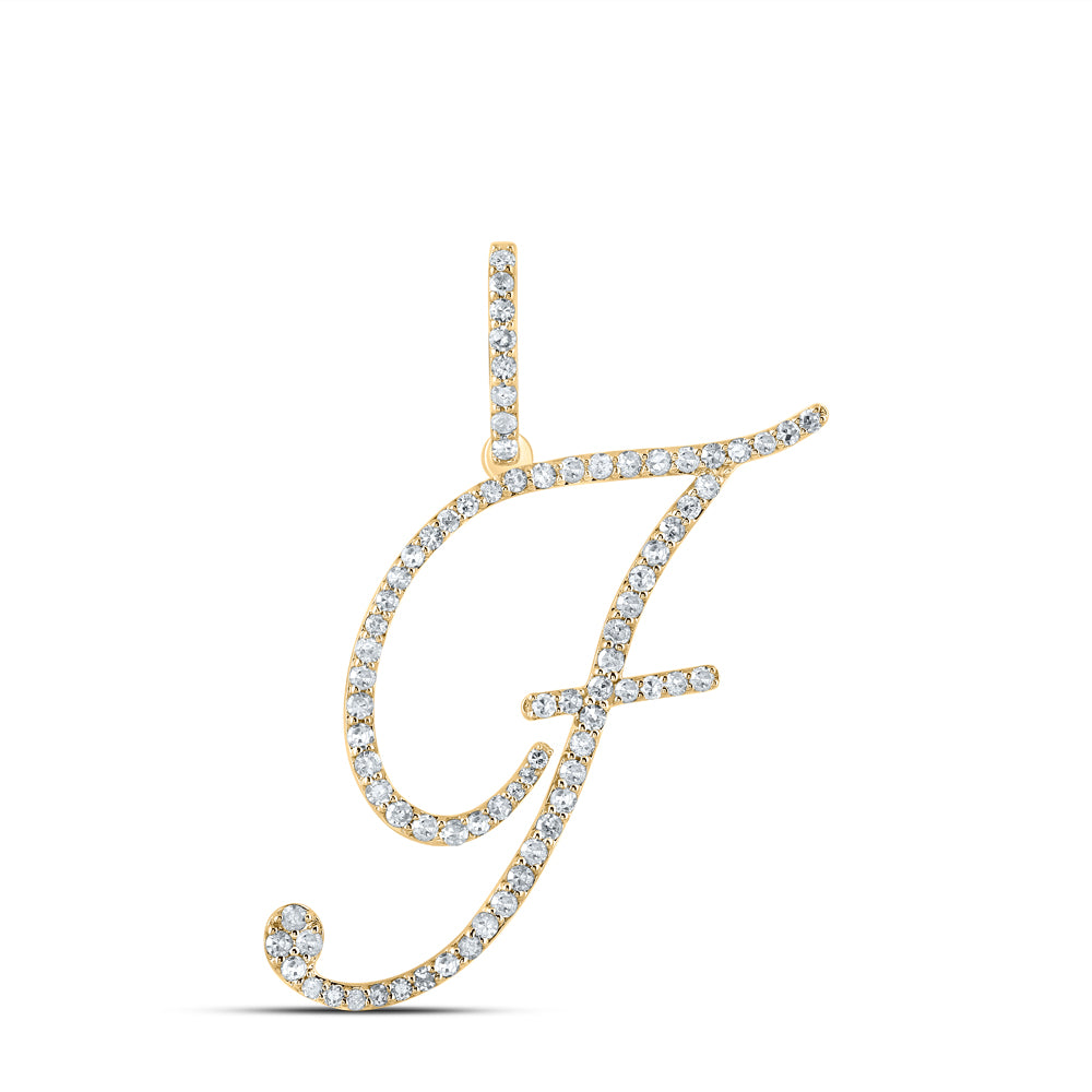 14kt Yellow Gold Womens Round Diamond Initial Letter Pendant