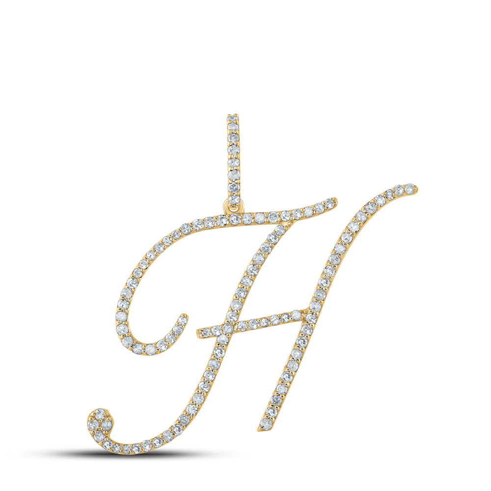 14kt Yellow Gold Womens Round Diamond Initial Letter Pendant