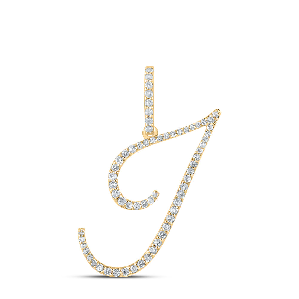 14kt Yellow Gold Womens Round Diamond Initial Letter Pendant