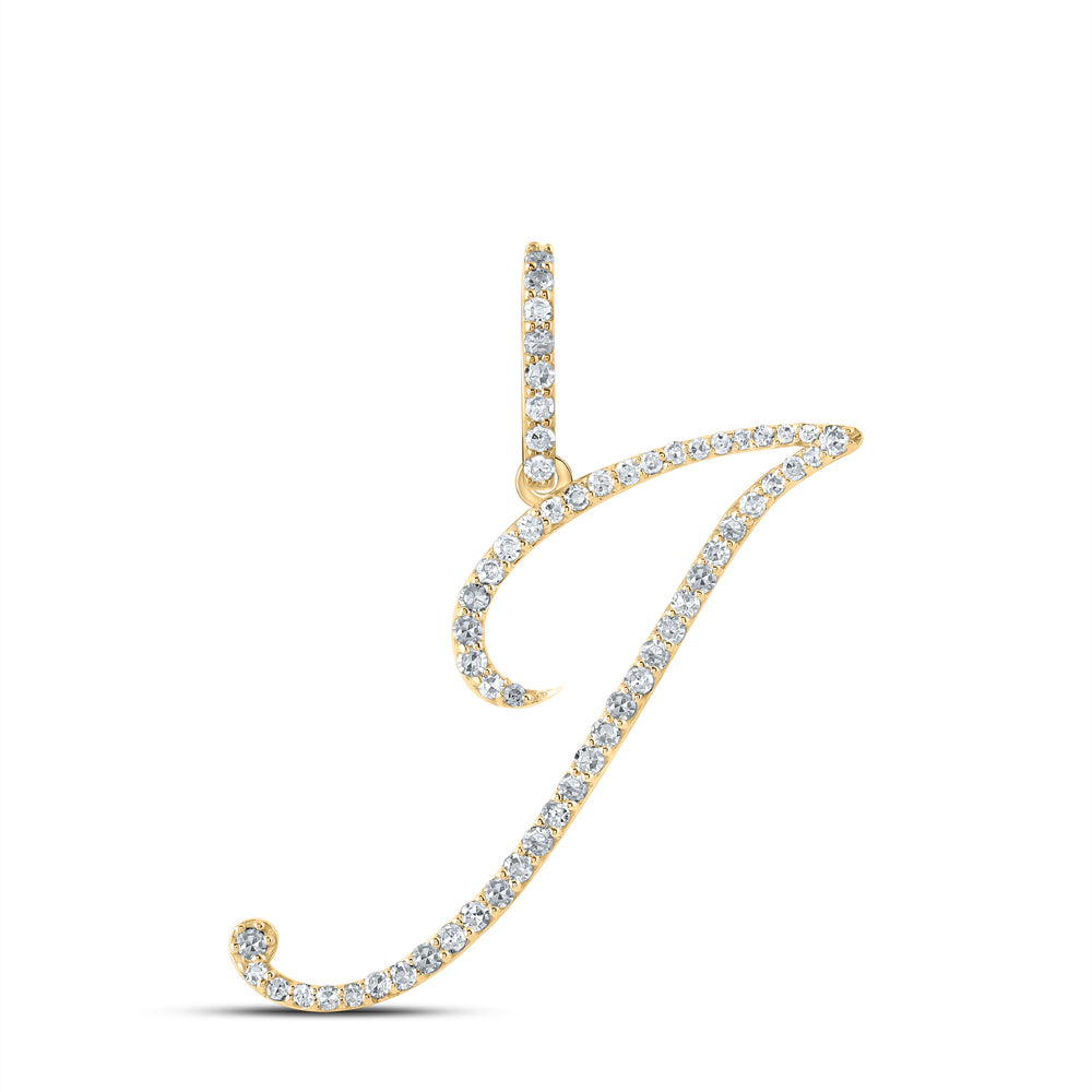 14kt Yellow Gold Womens Round Diamond Initial Letter Pendant