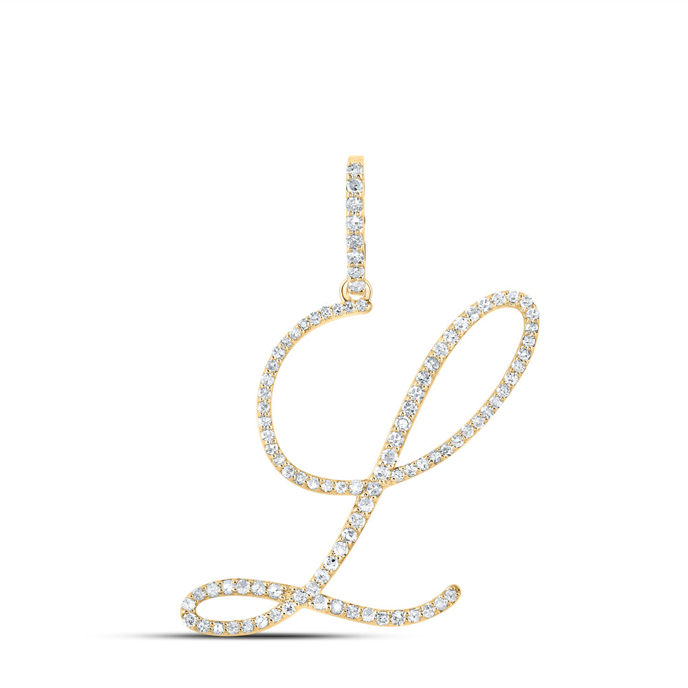 14kt Yellow Gold Womens Round Diamond Initial Letter Pendant