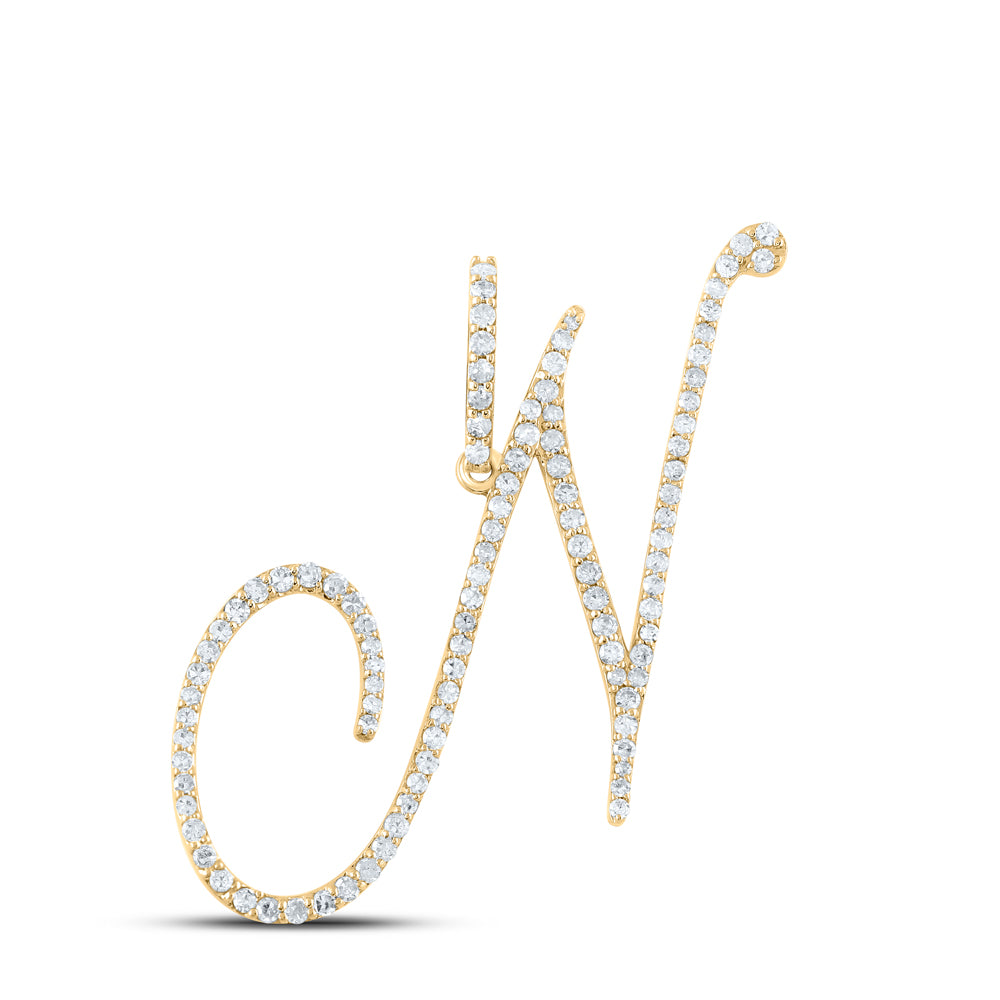 14kt Yellow Gold Womens Round Diamond Initial Letter Pendant