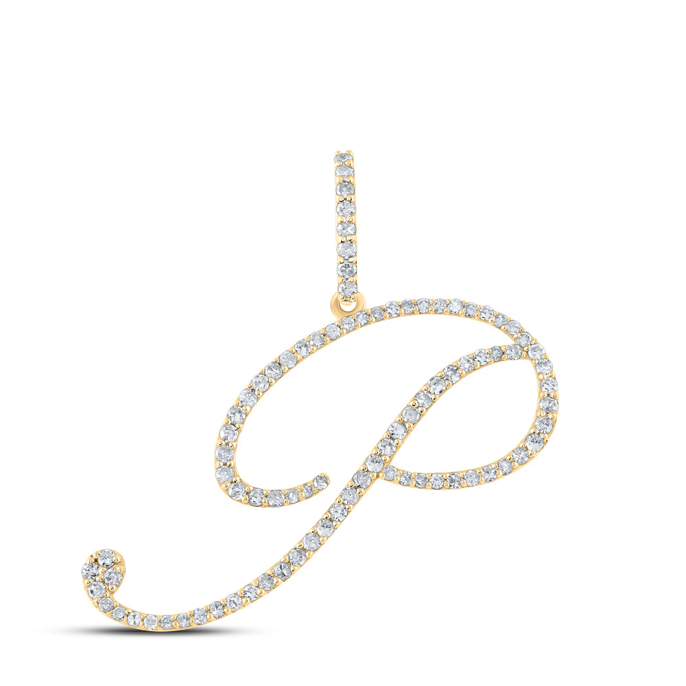 14kt Yellow Gold Womens Round Diamond Initial Letter Pendant
