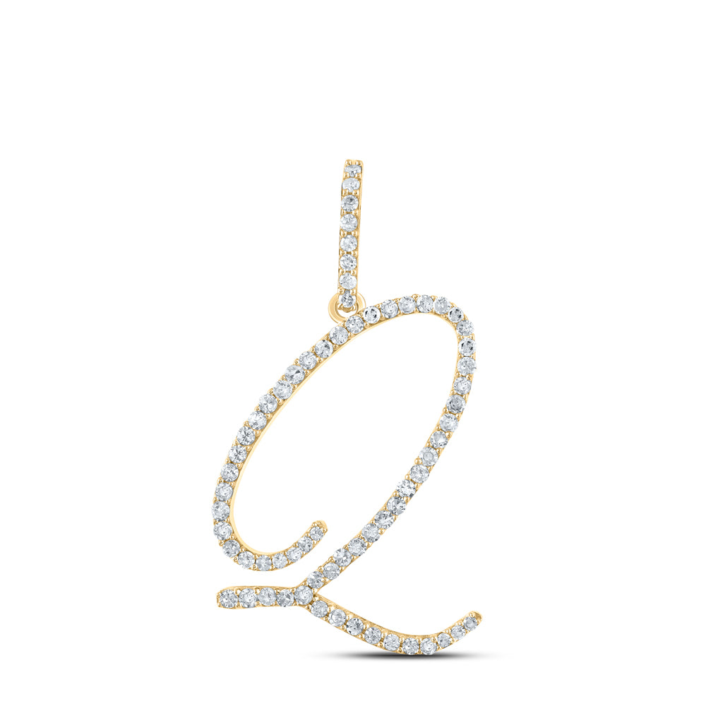 14kt Yellow Gold Womens Round Diamond Initial Letter Pendant