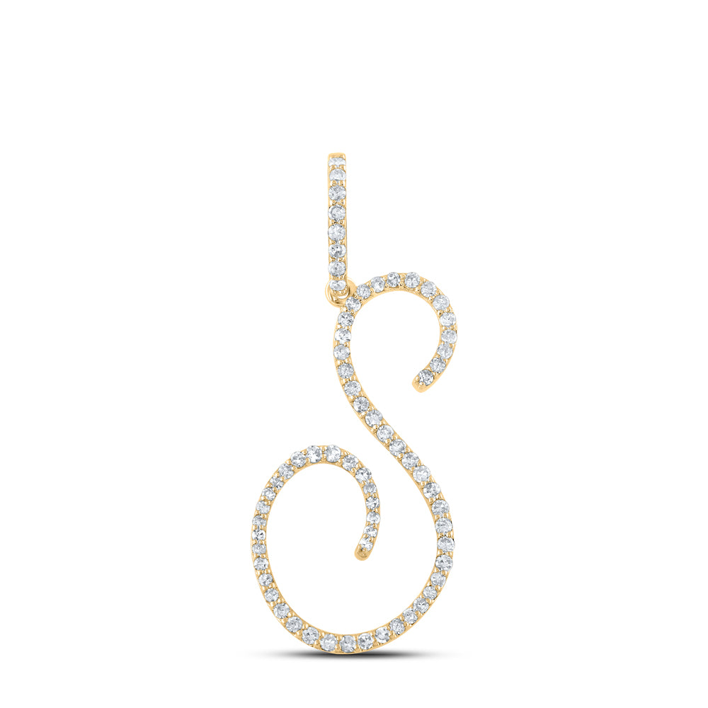 14kt Yellow Gold Womens Round Diamond Initial Letter Pendant