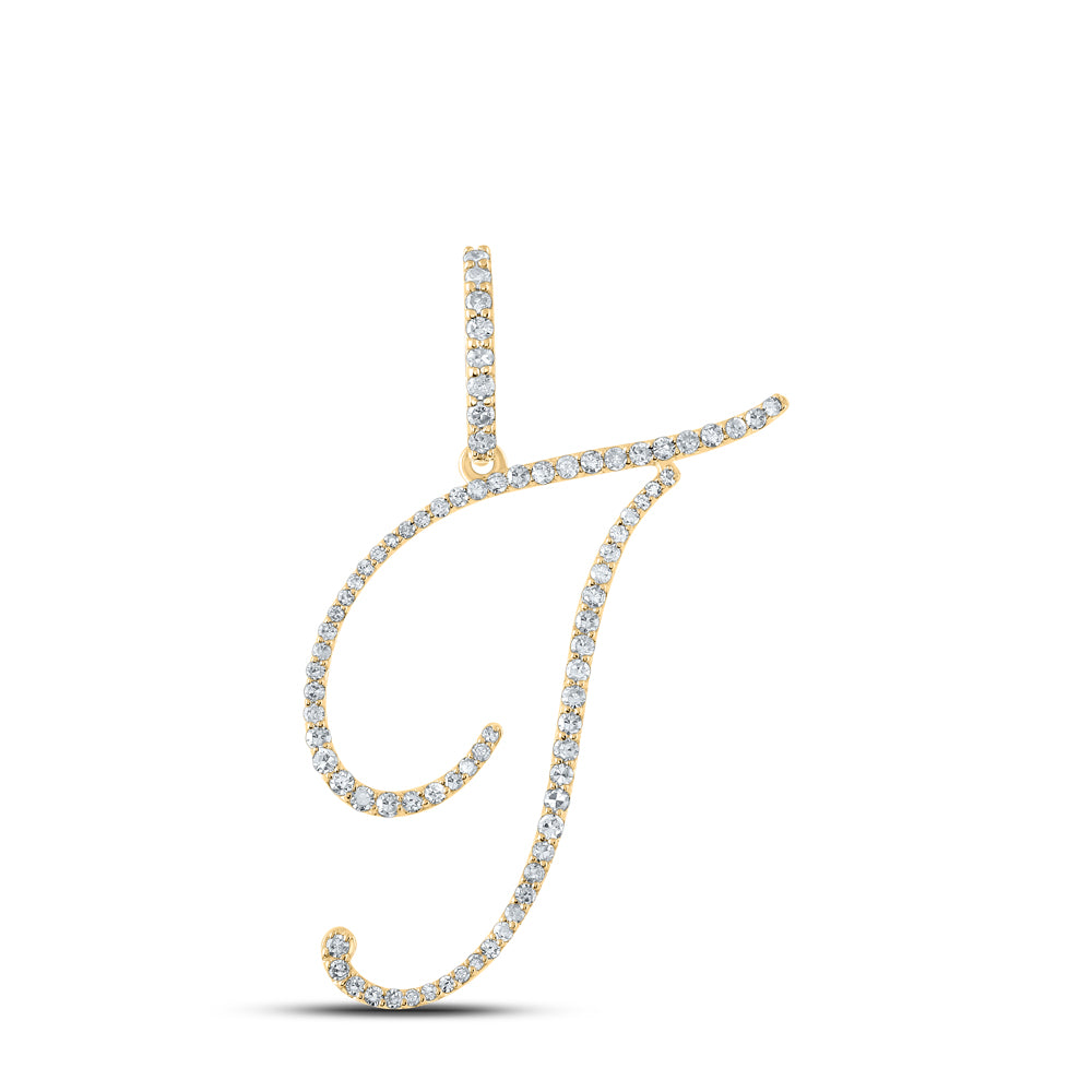 14kt Yellow Gold Womens Round Diamond Initial Letter Pendant