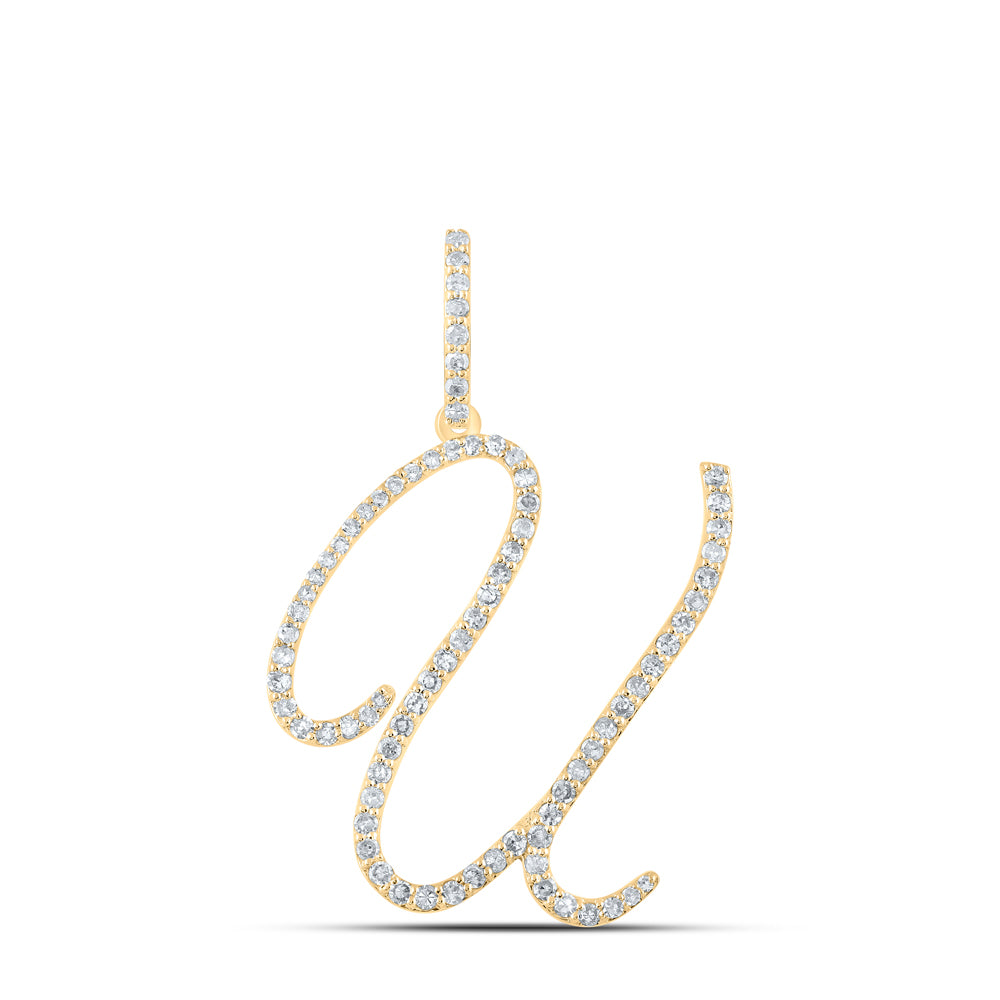 14kt Yellow Gold Womens Round Diamond Initial Letter Pendant
