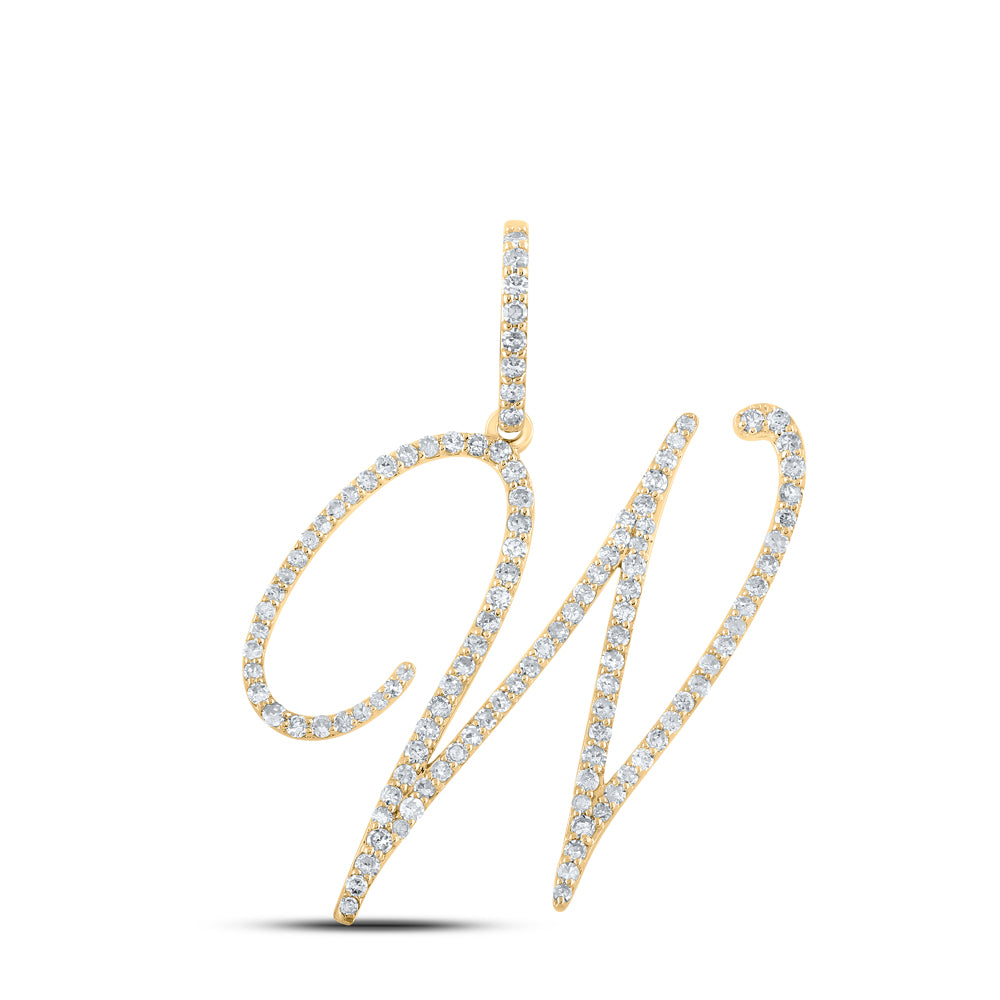 14kt Yellow Gold Womens Round Diamond Initial Letter Pendant