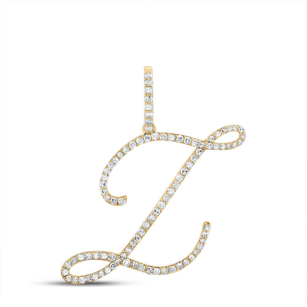 14kt Yellow Gold Womens Round Diamond Initial Letter Pendant