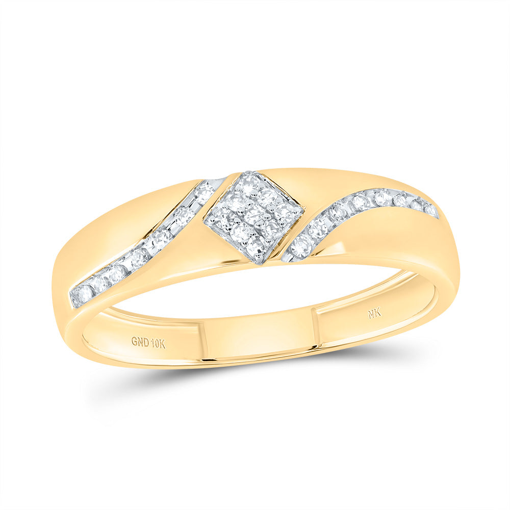 10kt Yellow Gold His & Hers 7/8 Cttw Diamond Round Bridal Wedding Ring Band Set, Women Size: 5-9, Men Size: 8-12