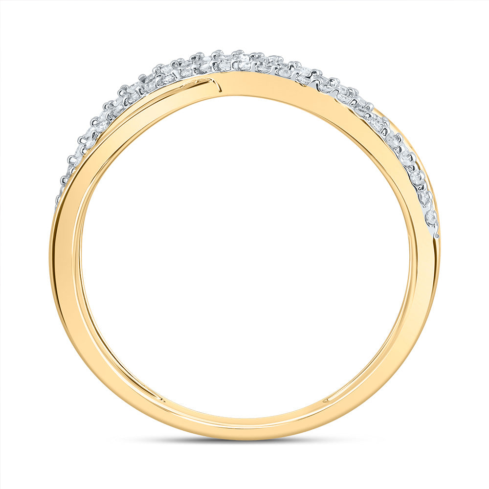 10kt Yellow Gold 1/5 Cttw Diamond Criss-cross Bridal Wedding Engagement Anniversary Ring, Women Size: 5-9