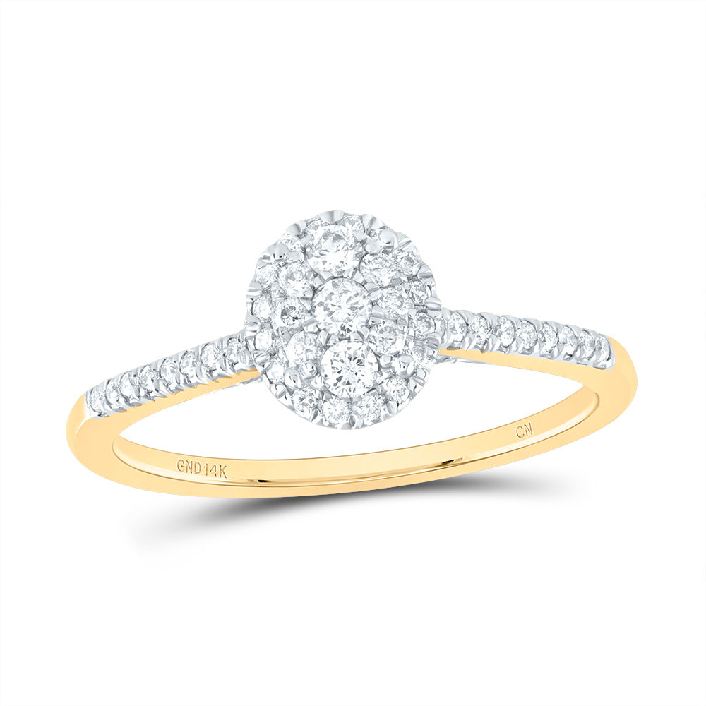 14kt Yellow Gold 3/8 Cttw Diamond Fashion Oval Wedding Engagement Anniversary Ring, Women Size: 5-9