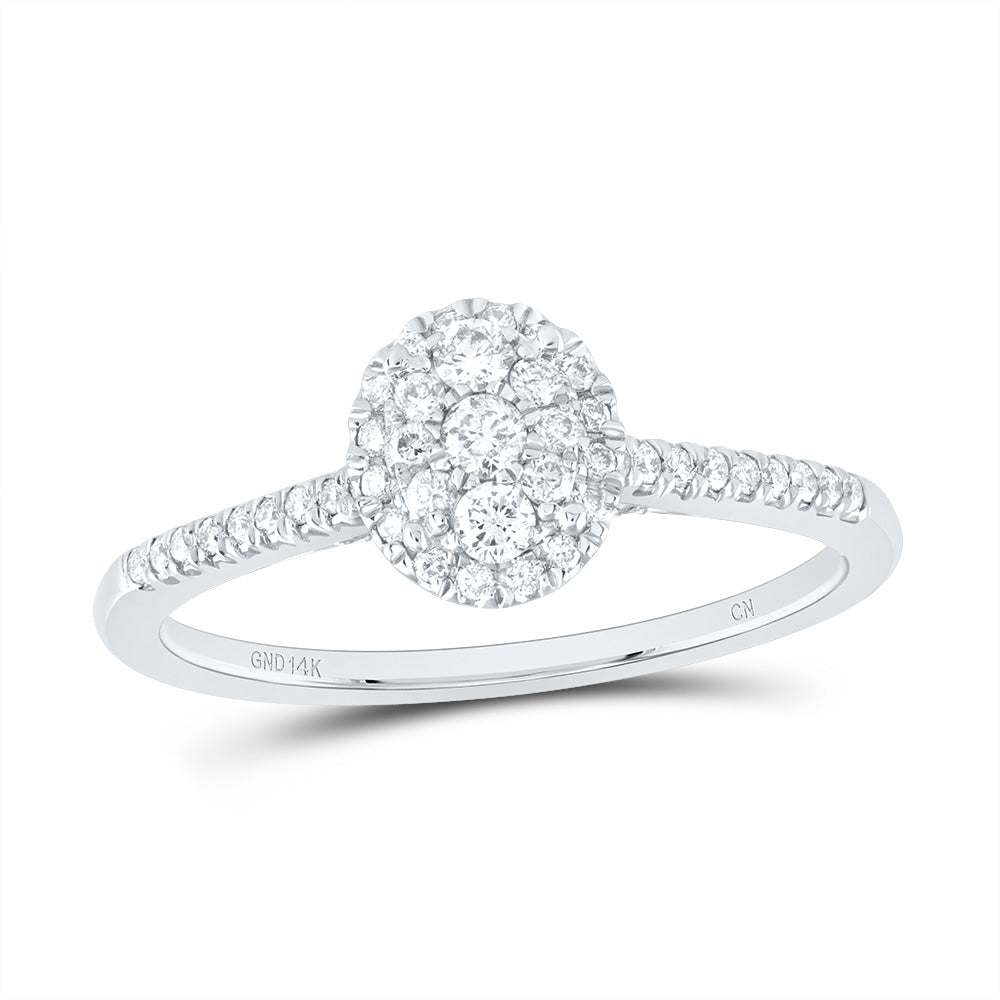 14kt White Gold 3/8 Cttw Diamond Fashion Oval Wedding Engagement Anniversary Ring, Women Size: 5-9