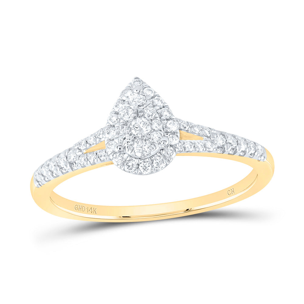 14kt Yellow Gold 3/8 Cttw Diamond Fashion Pear Wedding Engagement Anniversary Ring, Women Size: 5-9