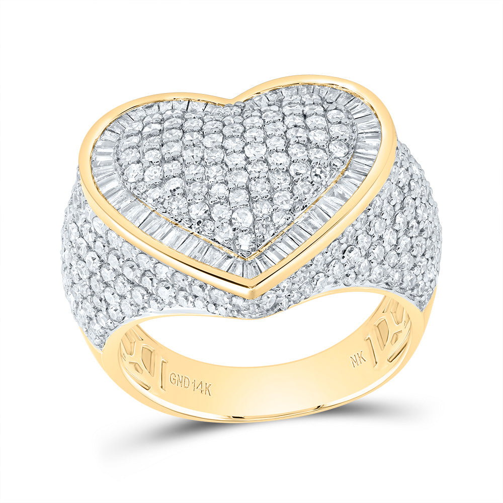 14kt Yellow Gold 2 1/5 Cttw Diamond Heart Wedding Engagement Anniversary Ring, Women Size: 5-9