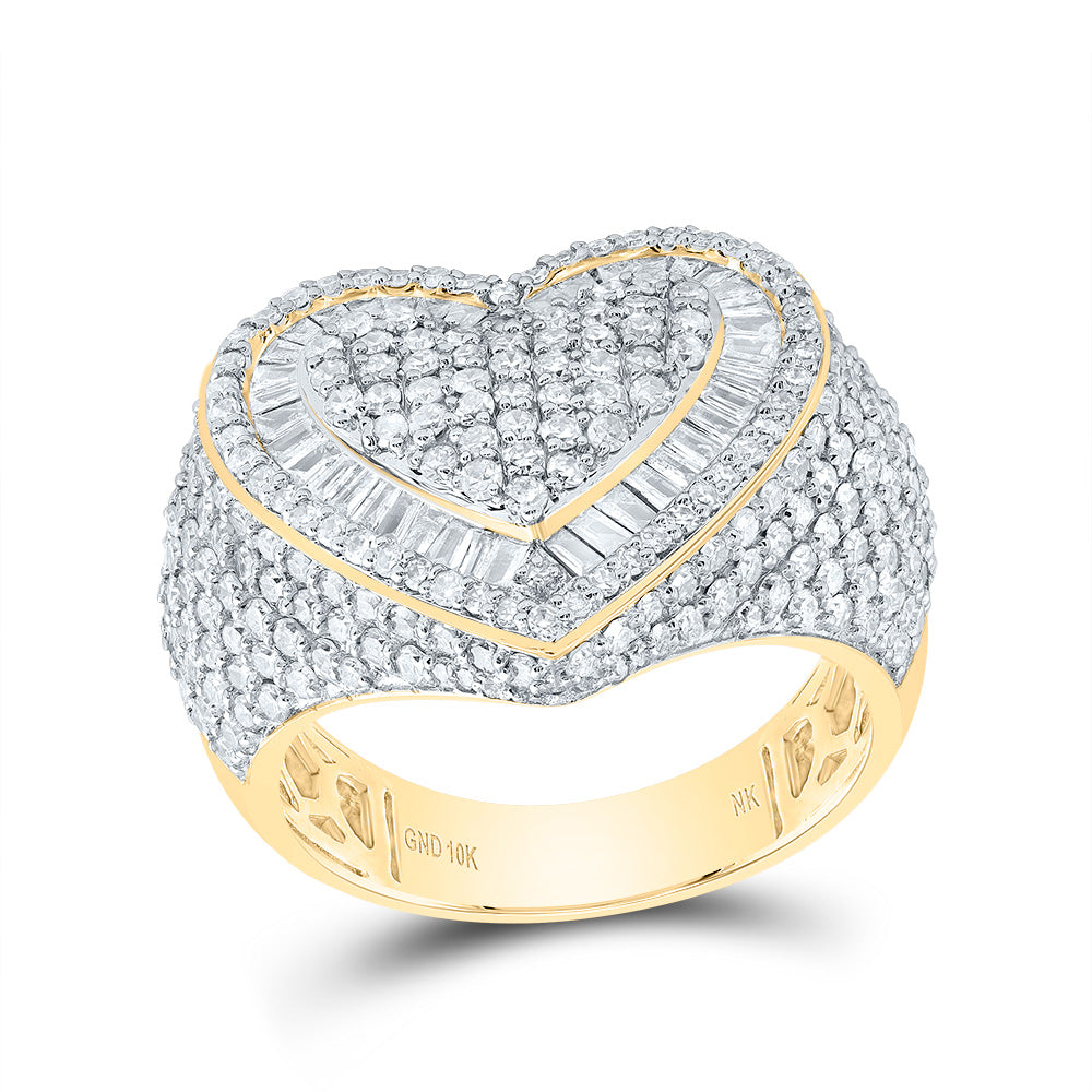 10kt Yellow Gold 2 1/5 Cttw Diamond Heart Wedding Engagement Anniversary Ring, Women Size: 5-9