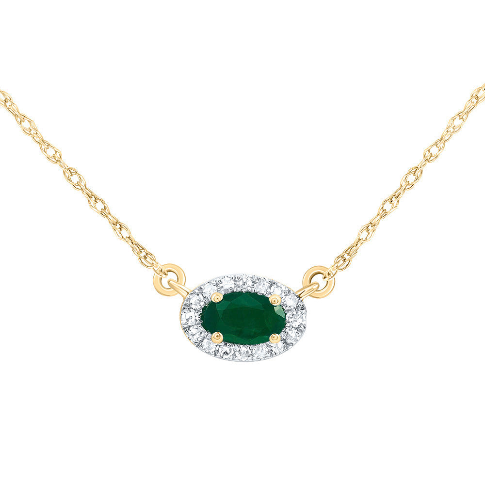 14kt Yellow Or White Or Rose Gold Diamond 5x3mm Oval Natural Gem Oval Necklace, Length: 18 Inch