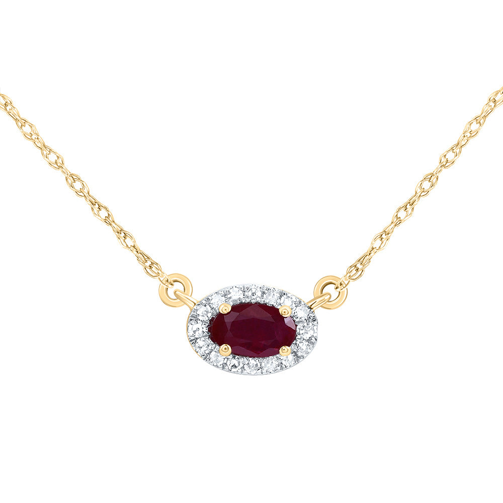 14kt Yellow Or White Or Rose Gold Diamond 5x3mm Oval Natural Gem Oval Necklace, Length: 18 Inch