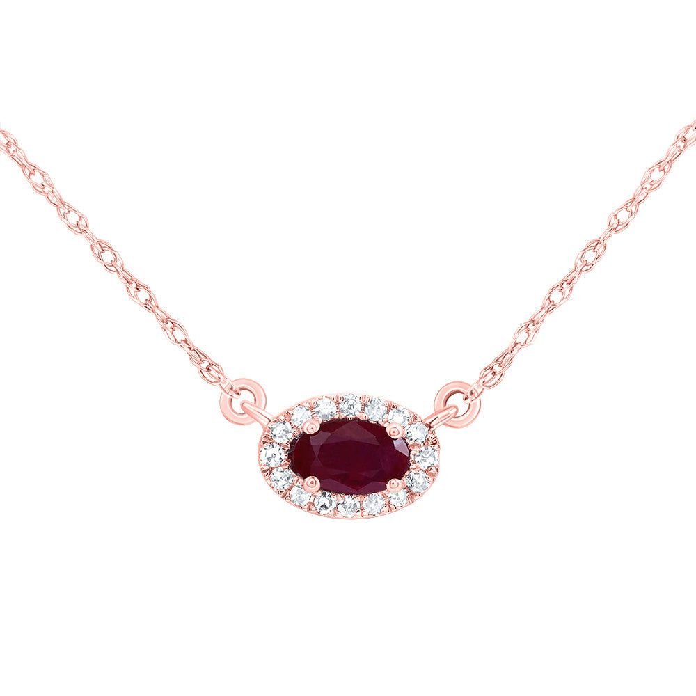 14kt Yellow Or White Or Rose Gold Diamond 5x3mm Oval Natural Gem Oval Necklace, Length: 18 Inch
