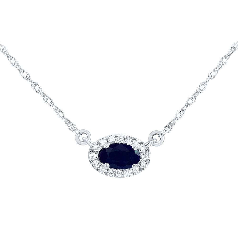 14kt Yellow Or White Or Rose Gold Diamond 5x3mm Oval Natural Gem Oval Necklace, Length: 18 Inch