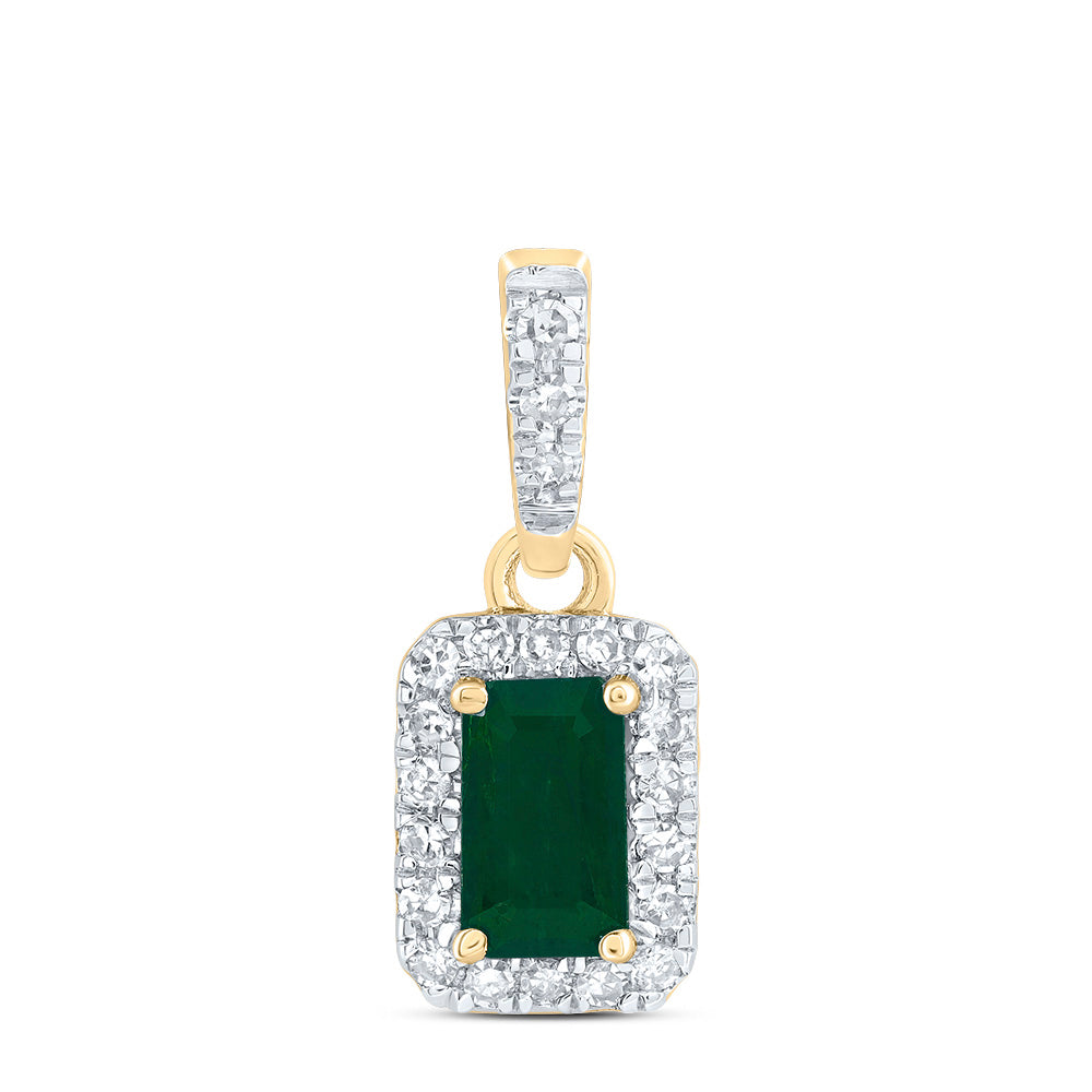 14kt Yellow Or White Or Rose Gold Diamond 5x3mm Emerald Shape Natural Gem Emerald Pendant