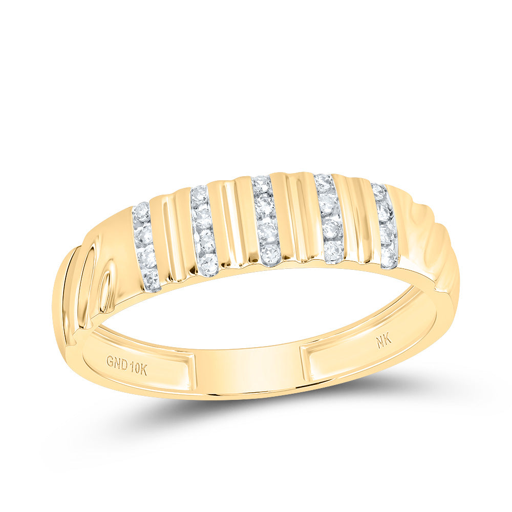 10kt Yellow Gold His & Hers 1/2 Cttw Diamond Round Bridal Wedding Ring Band Set, Women Size: 5-9, Men Size: 8-12