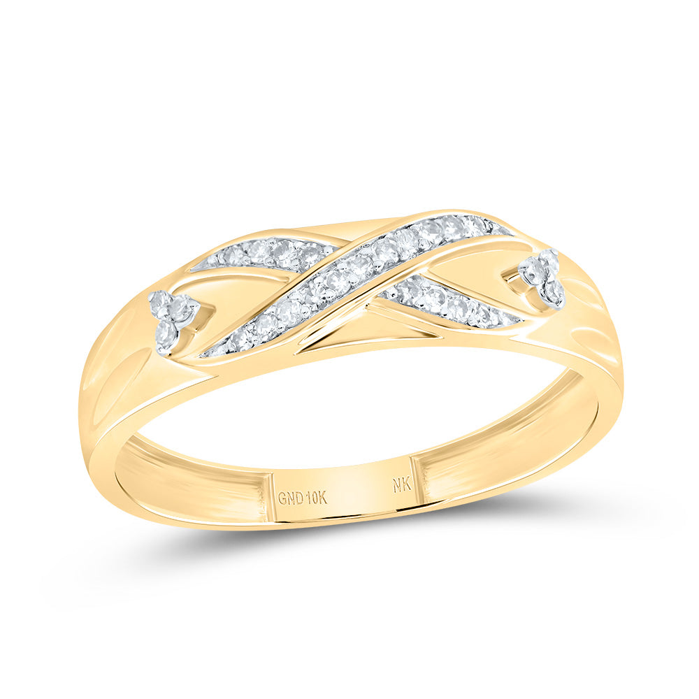 10kt Yellow Gold His & Hers 3/4 Cttw Diamond Round Bridal Wedding Ring Band Set, Women Size: 5-9, Men Size: 8-12