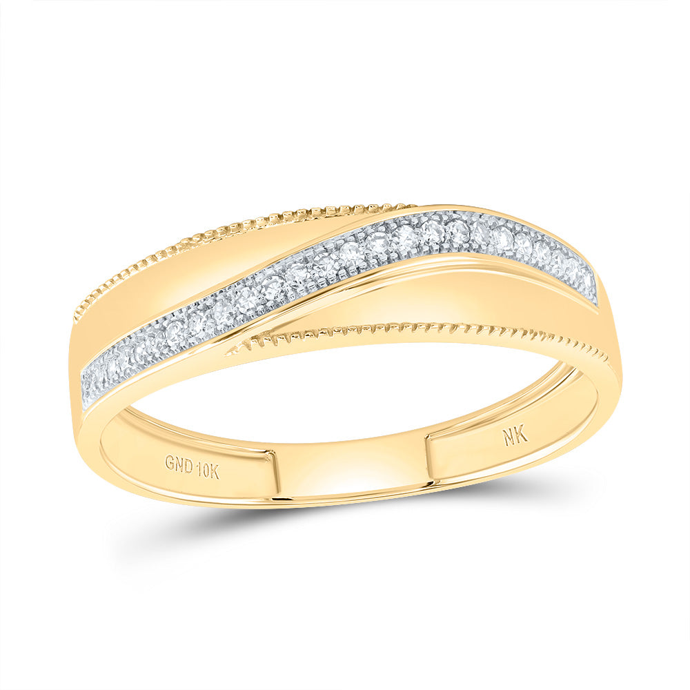 10kt Yellow Gold His & Hers 5/8 Cttw Diamond Round Bridal Wedding Ring Band Set, Women Size: 5-9, Men Size: 8-12