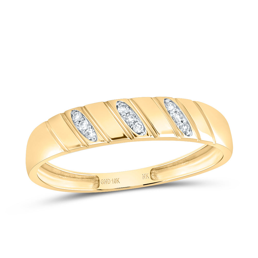 10kt Yellow Gold His & Hers 1/4 Cttw Diamond Round Bridal Wedding Ring Band Set, Women Size: 5-9, Men Size: 8-12