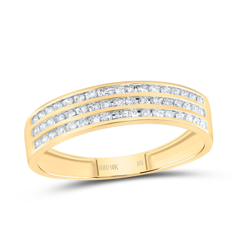 10kt Yellow Gold His & Hers 7/8 Cttw Natural Diamond Emerald Bridal Wedding Ring Band Set, Women Size: 5-9, Men Size: 8-12