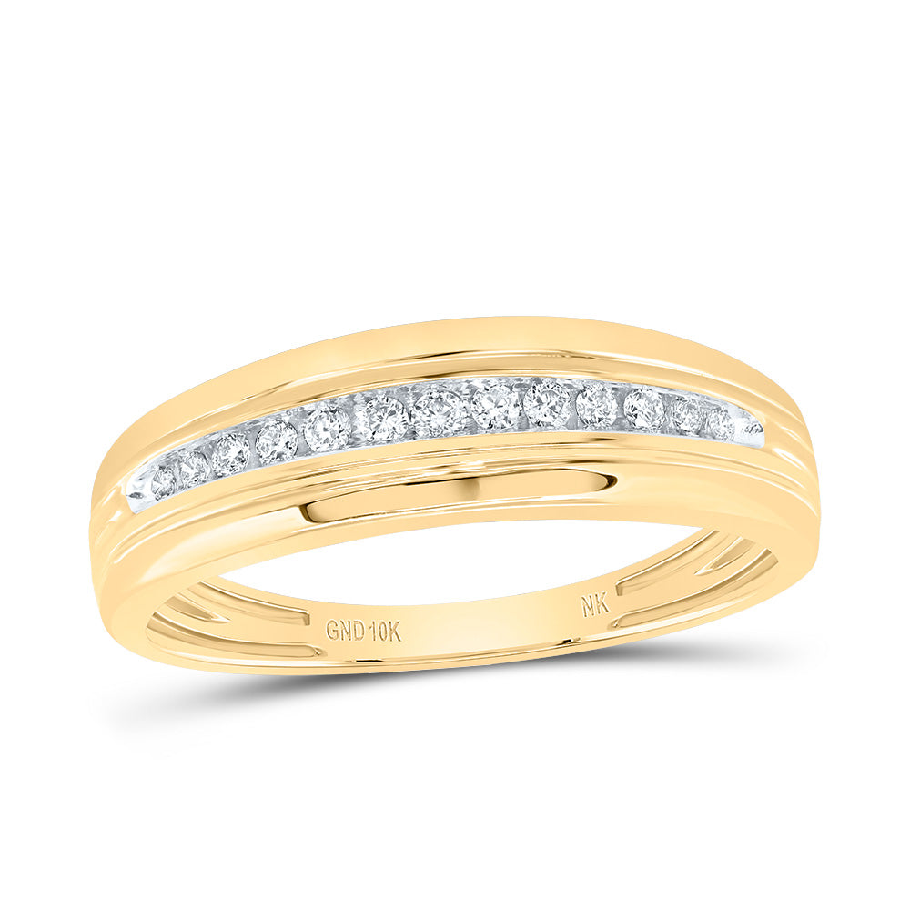 10kt Yellow Gold His & Hers 3/4 Cttw Diamond Round Bridal Wedding Ring Band Set, Women Size: 5-9, Men Size: 8-12