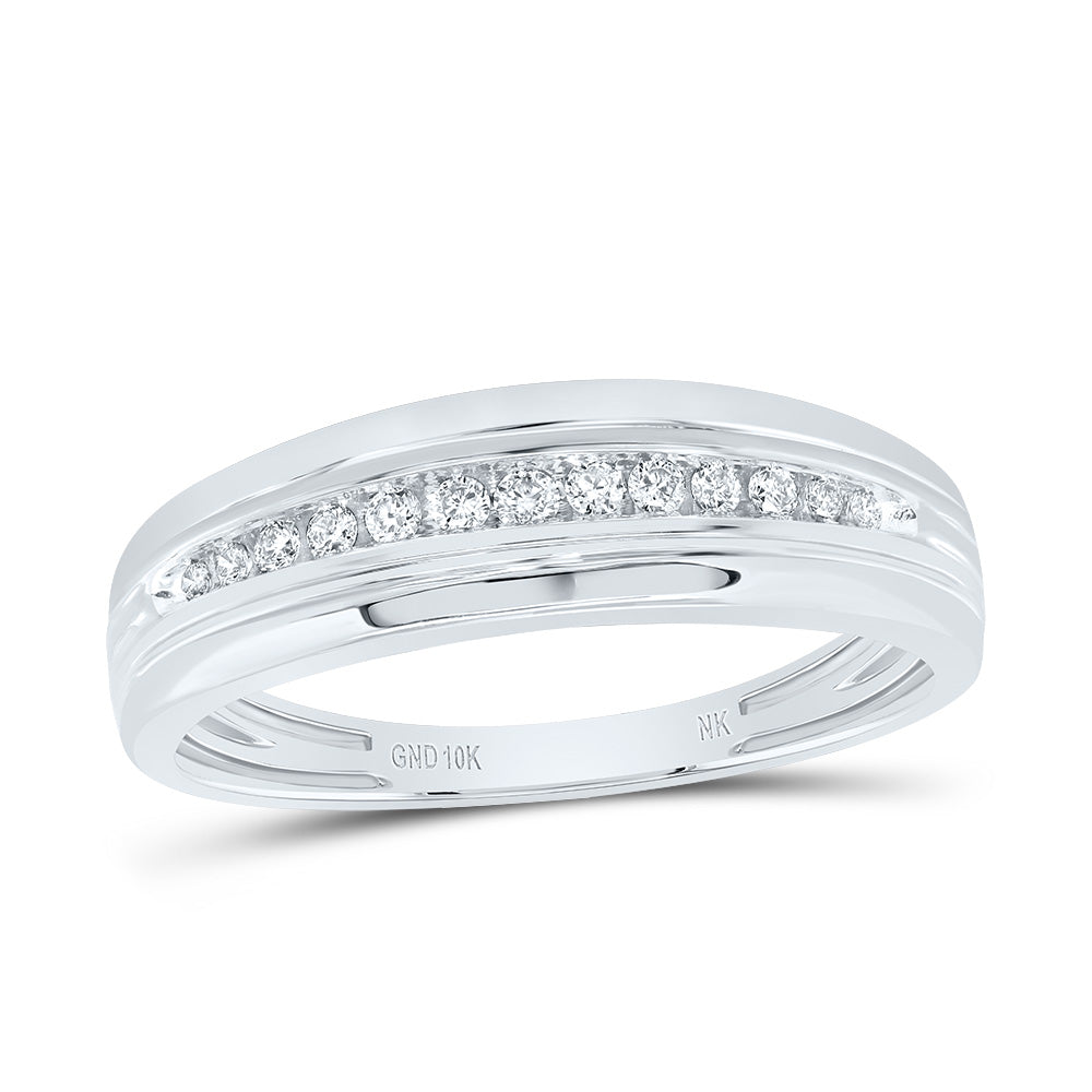 10K White Gold 3/4 Ctw Natural Diamond Round Trio Set, Womens Size: 5-9, Mens Size: 8-12