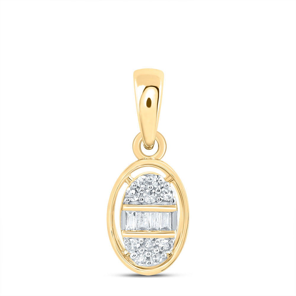 10kt Yellow Gold 1/12 Cttw Diamond Oval Pendant