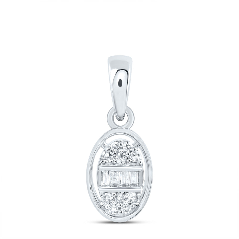 10kt White Gold 1/12 Cttw Diamond Oval Pendant