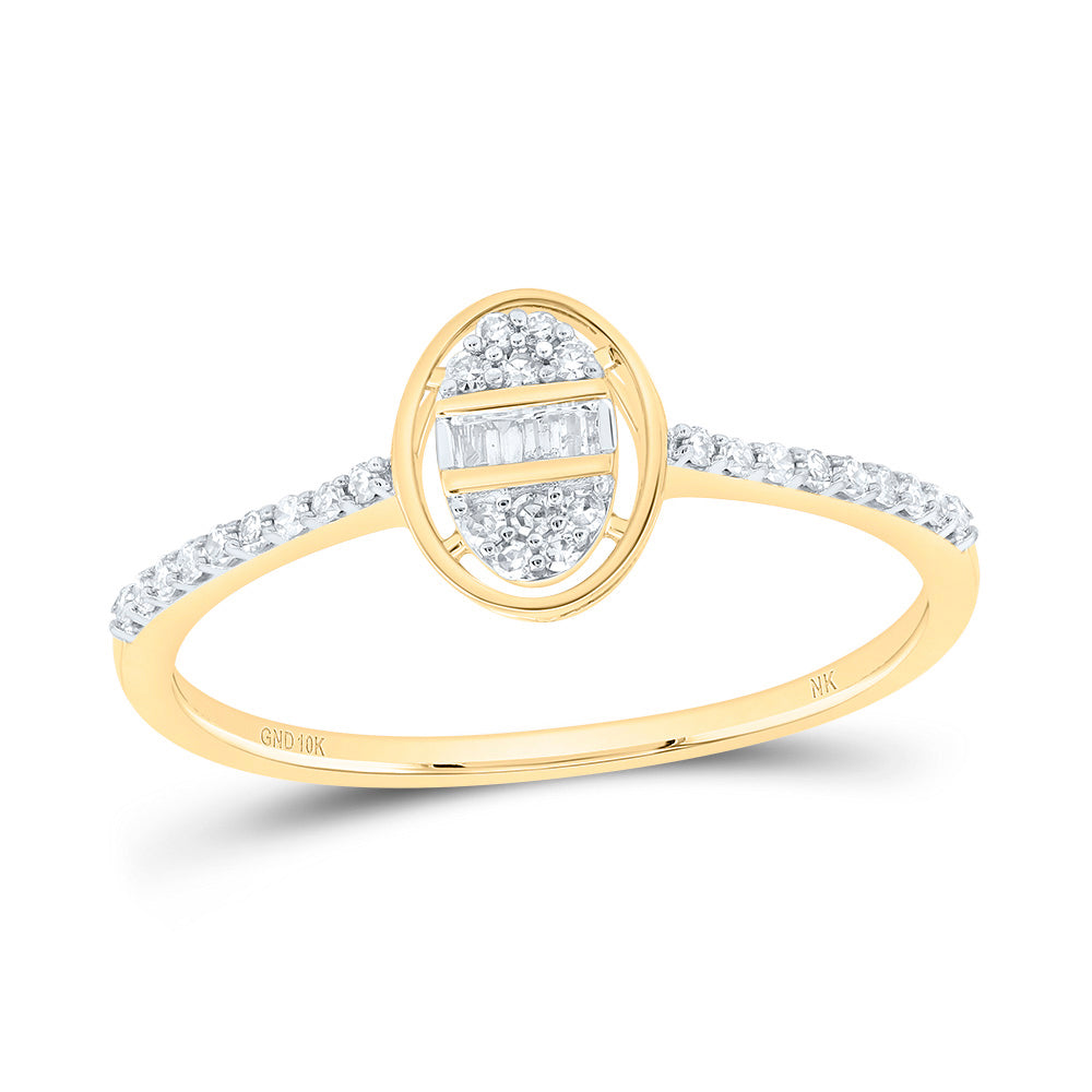 10kt Yellow Gold 1/6 Cttw Diamond Oval Wedding Engagement Anniversary Ring, Women Size: 5-9