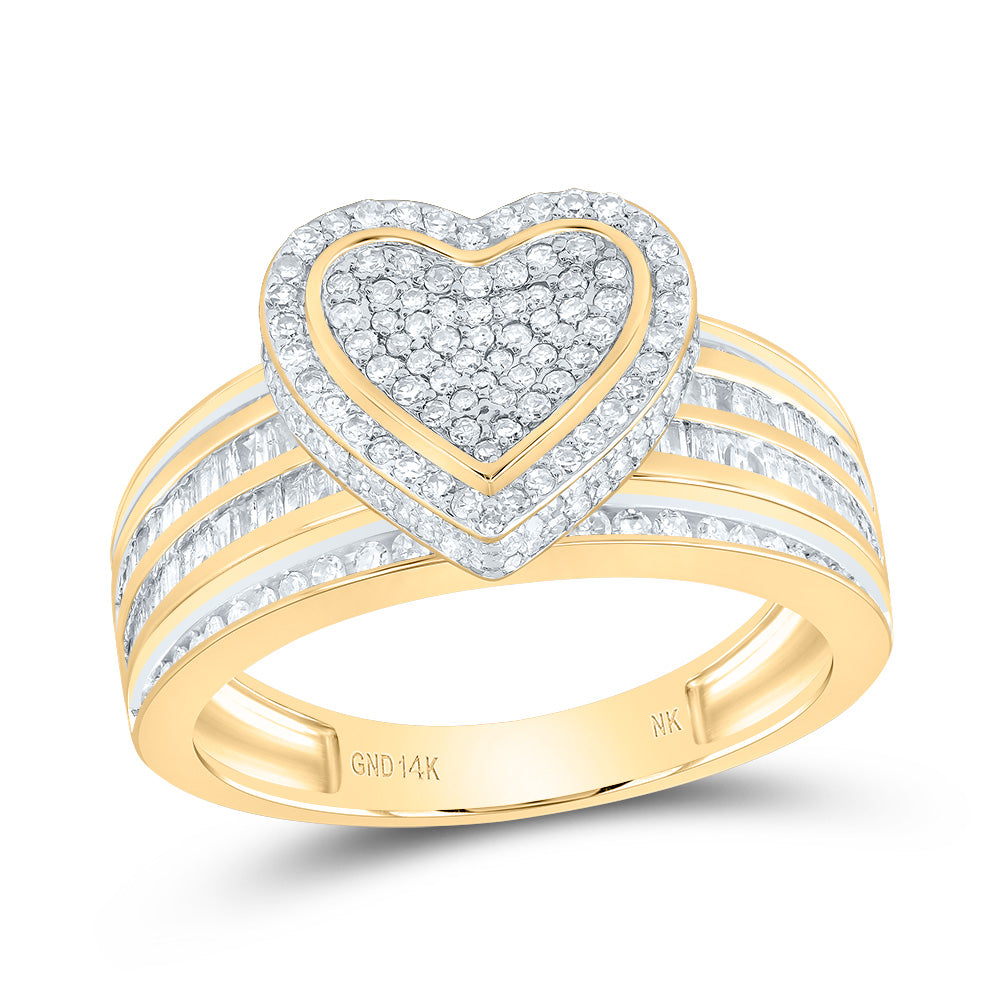 14kt Yellow Gold 1 1/3 Cttw Natural Diamond Fashion Heart Wedding Engagement Anniversary Ring, Women Size: 5-9