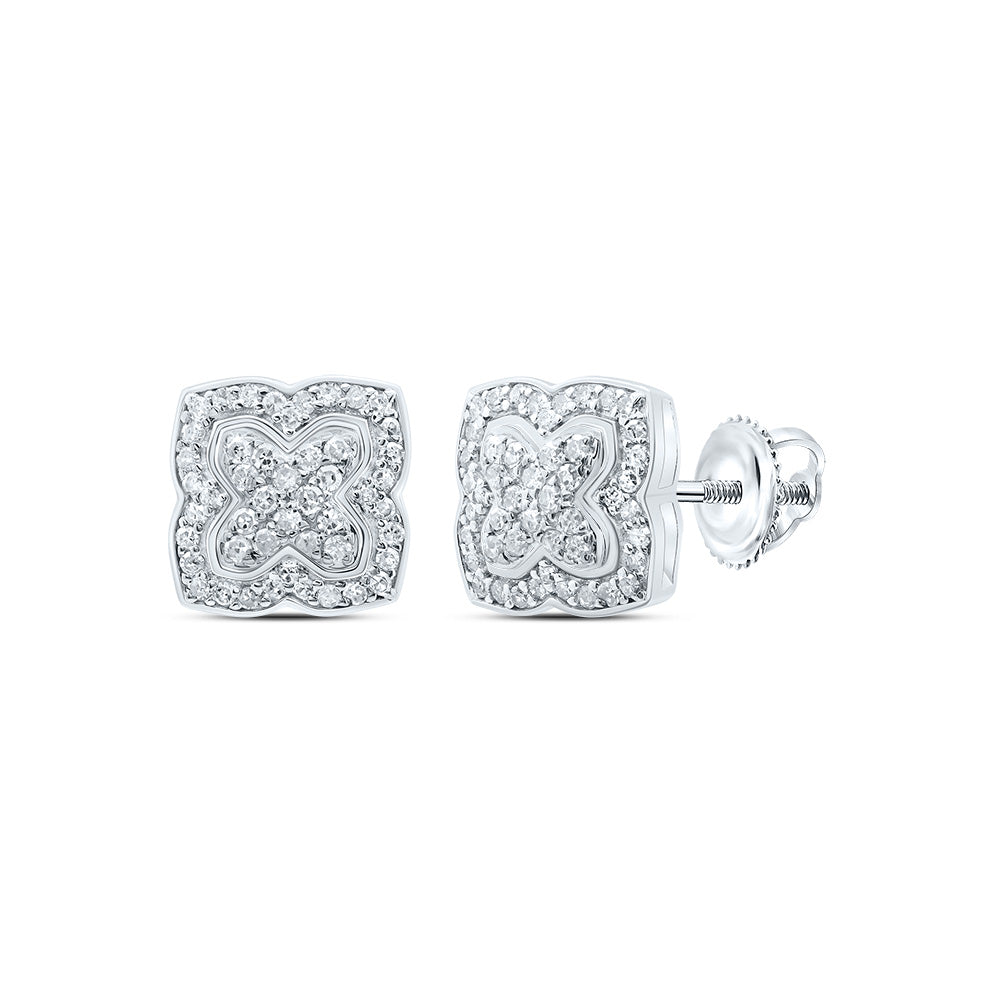 10kt White Gold 1/3 Cttw Diamond Clover Stud Earring