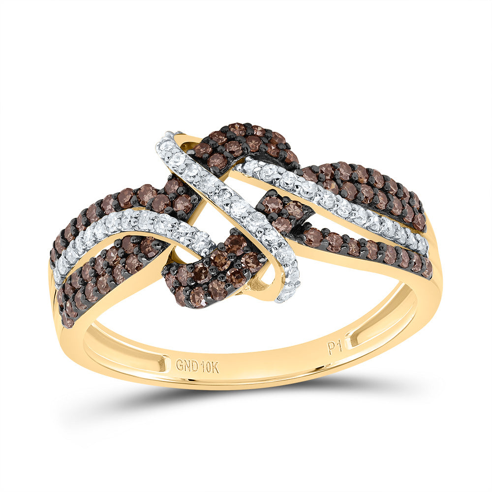 10kt Yellow Gold 5/8 Cttw Natural Diamond Cognac Natural Ladies Wedding Engagement Anniversary Ring, Women Size: 5-9