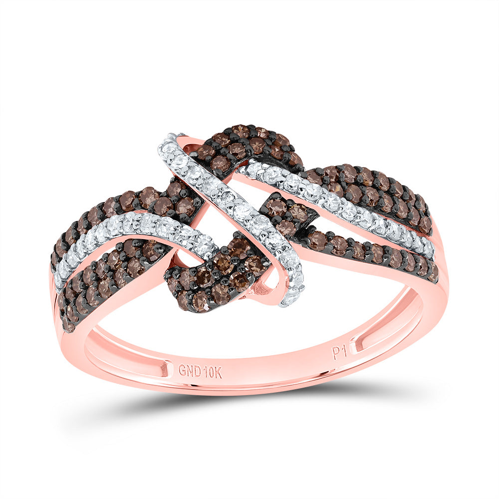 10kt Rose Gold 5/8 Cttw Natural Diamond Cognac Natural Ladies Wedding Engagement Anniversary Ring, Women Size: 5-9