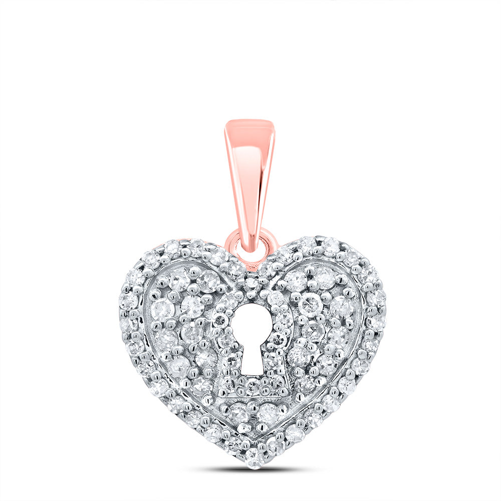10kt Rose Gold 3/8 Cttw Natural Diamond Heart Pendant