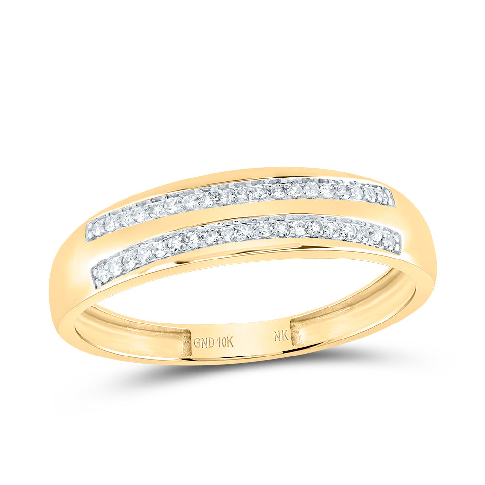10kt Yellow Gold His & Hers 1/2 Cttw Natural Diamond Round Bridal Wedding Ring Band Set, Women Size: 5-9, Men Size: 8-12