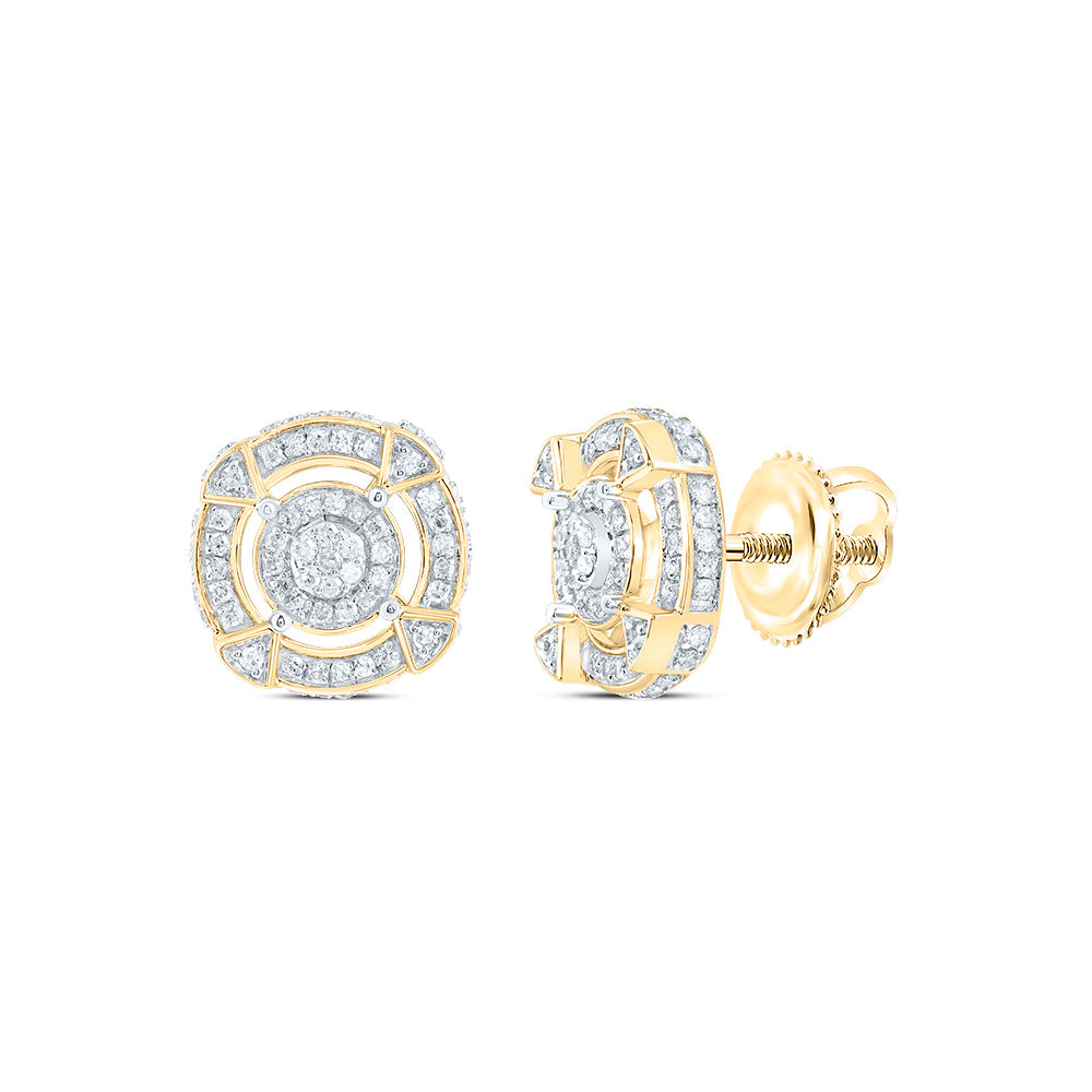 10kt Yellow Gold 1/2 Cttw Diamond Round Mens Stud Earring