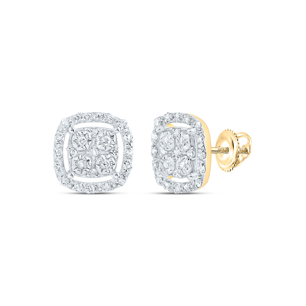 10kt Yellow Gold 1/6 Cttw Diamond Cushion Stud Earring