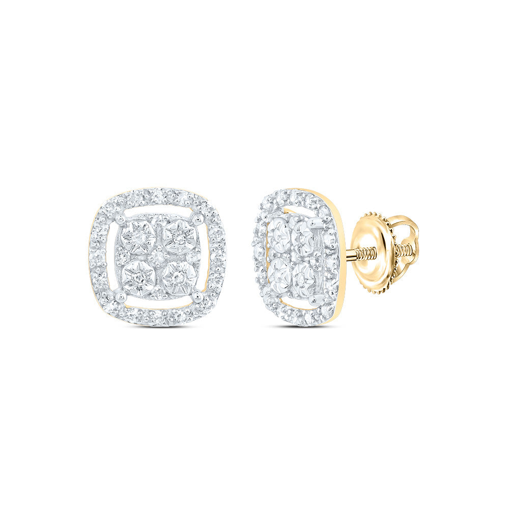10kt Yellow Gold 1/4 Cttw Diamond Cushion Stud Earring
